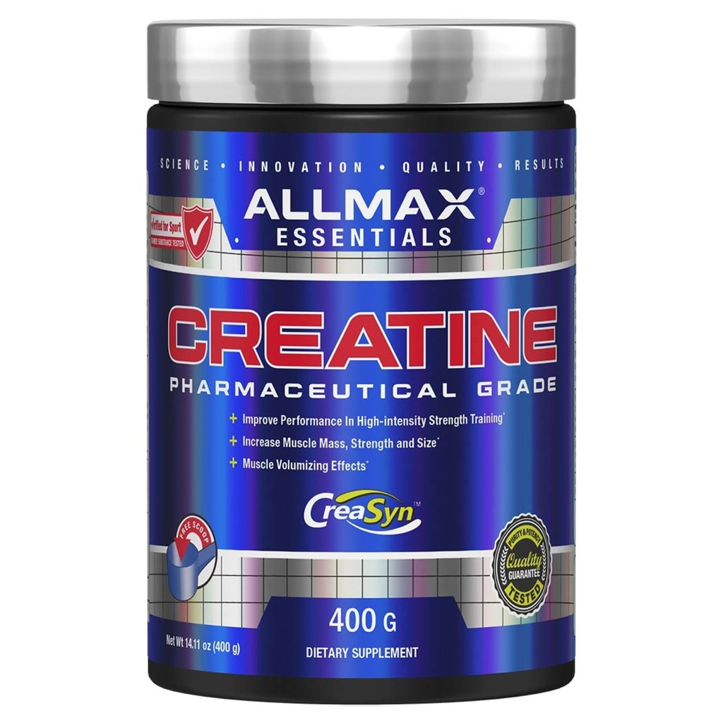 ALLMAX Nutrition Creatine Monohydrate Powder, Unflavored – Pure Micronized Creatine Supplement per gli uomini e le donne – Supporta resistenza, Performance & Training Intensity – Vegan, Gluten Free (400g)