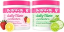 Belli Welli Supplément de fibre quotidienne Duo - Limonade de fraise et menthe de chaux de concombre - avec collagène, probiotiques et électrolytes - Saveurs rafraîchissantes pour un bien-être équilibré - 32 Total des services