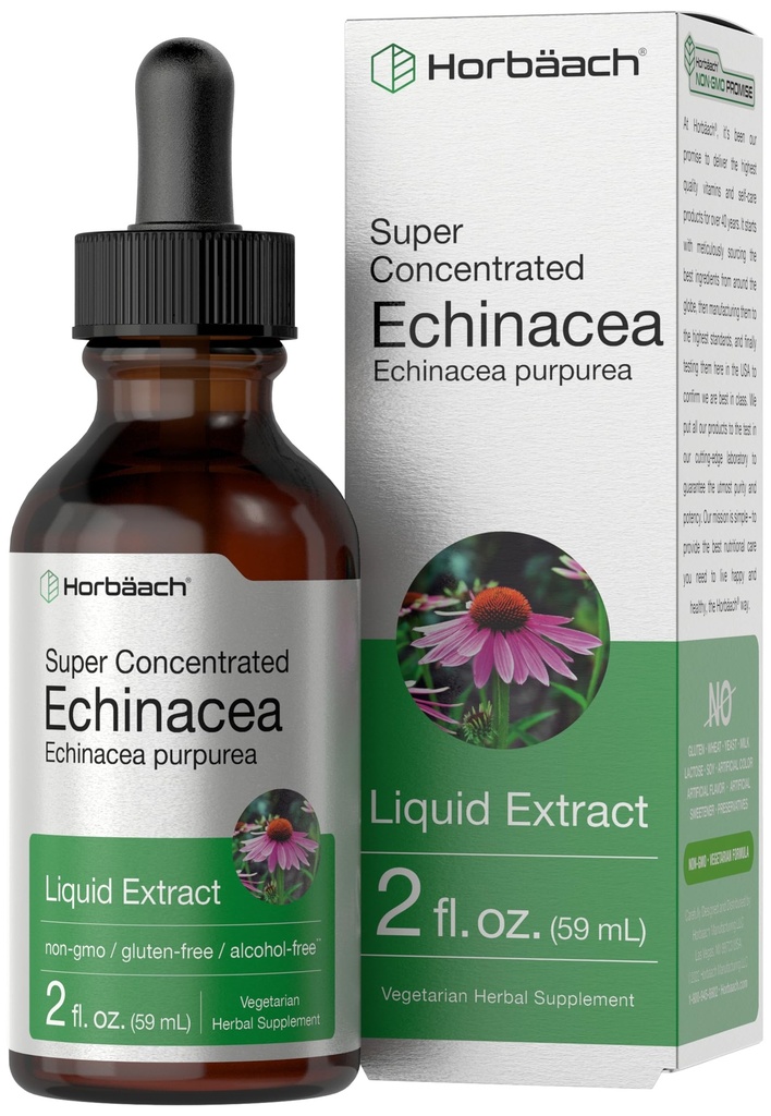 Horbaach Echinacea Drops Teinture d'herbes de 2 fl oz.Extrait de racine super concentré.