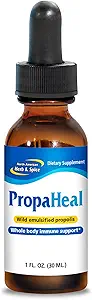 NORTH AMERICAN HERB & SPICE PropaHeal - 1 fl. oz. - Estratto di Propoli Selvatico, Emulsionato - Supporto Immune - Non OGM - 130 Serve