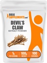 BulkSupplements.com Poudre d'extrait de griffe du diable - de la racine de griffe du diable, supplément à base de plantes - végétalien et sans gluten, 1g par portion, 100g (3.5 oz) (paquet de 1)