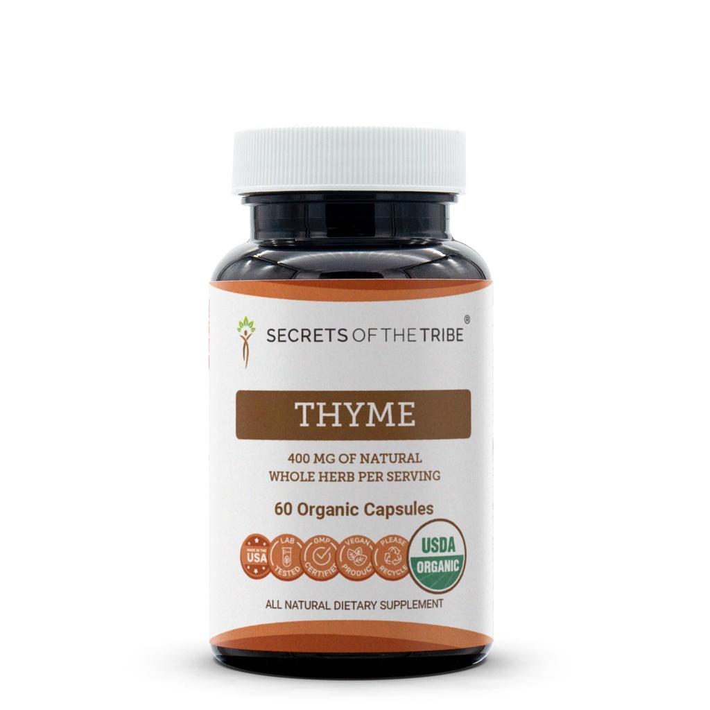 Segreti della Tribe Thyme 60 capsule, fatti con capsule vegetali e USDA Organic Thymus Vulgaris Toni Effect (60 capsule)
