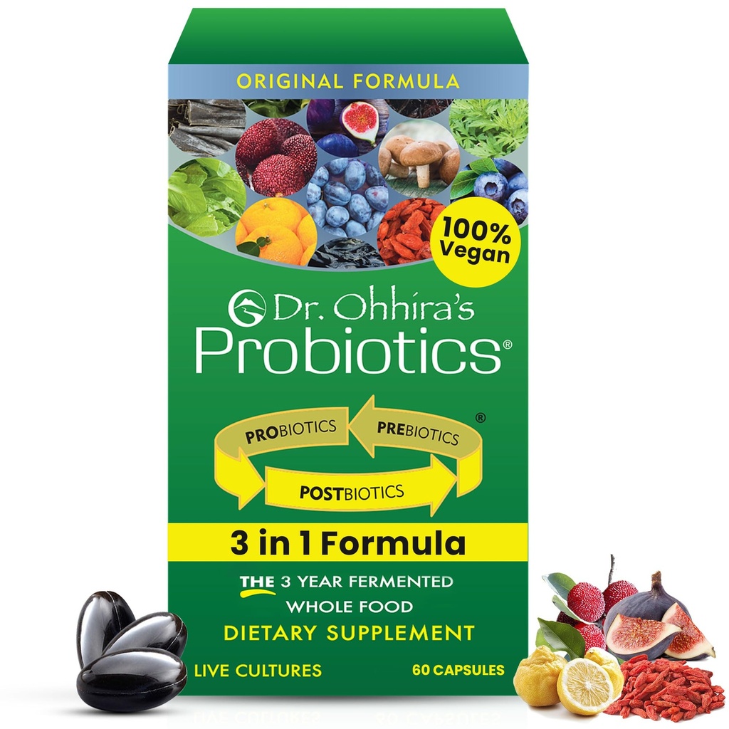 Dr. Ohhira Probiotics Formula originale con 3 anni Fermented Prebiotics, Probiotici attivi dal vivo e L'unico prodotto con metaboliti postbiotici, 60 capsule