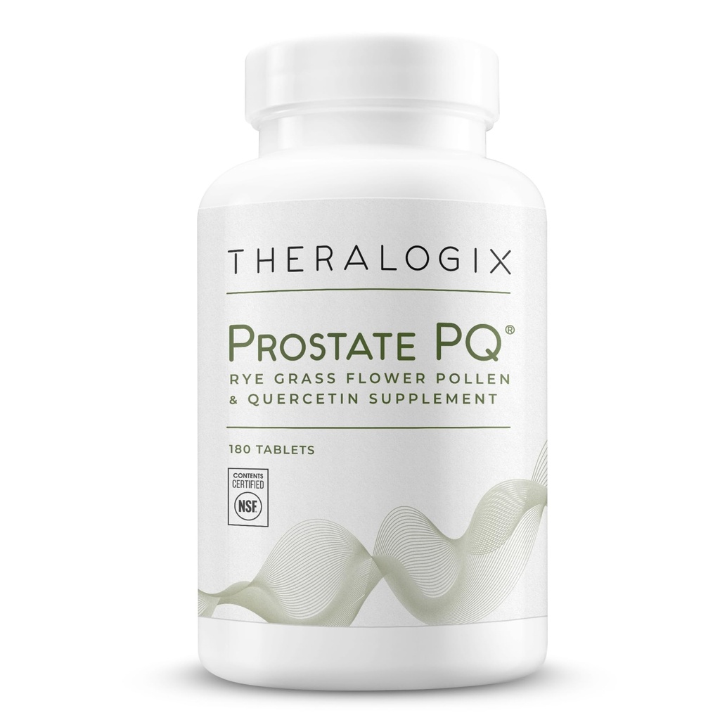 Theralogix Prostate PQ - Rye Grass Pollen Extract & Quercetin Supplement - 90-Day Supply - Antioxidante Unterstützung für Prostata & Pelvic Health & Urinary Tract Function* - NSF zertifiziert - 180 Tabletten