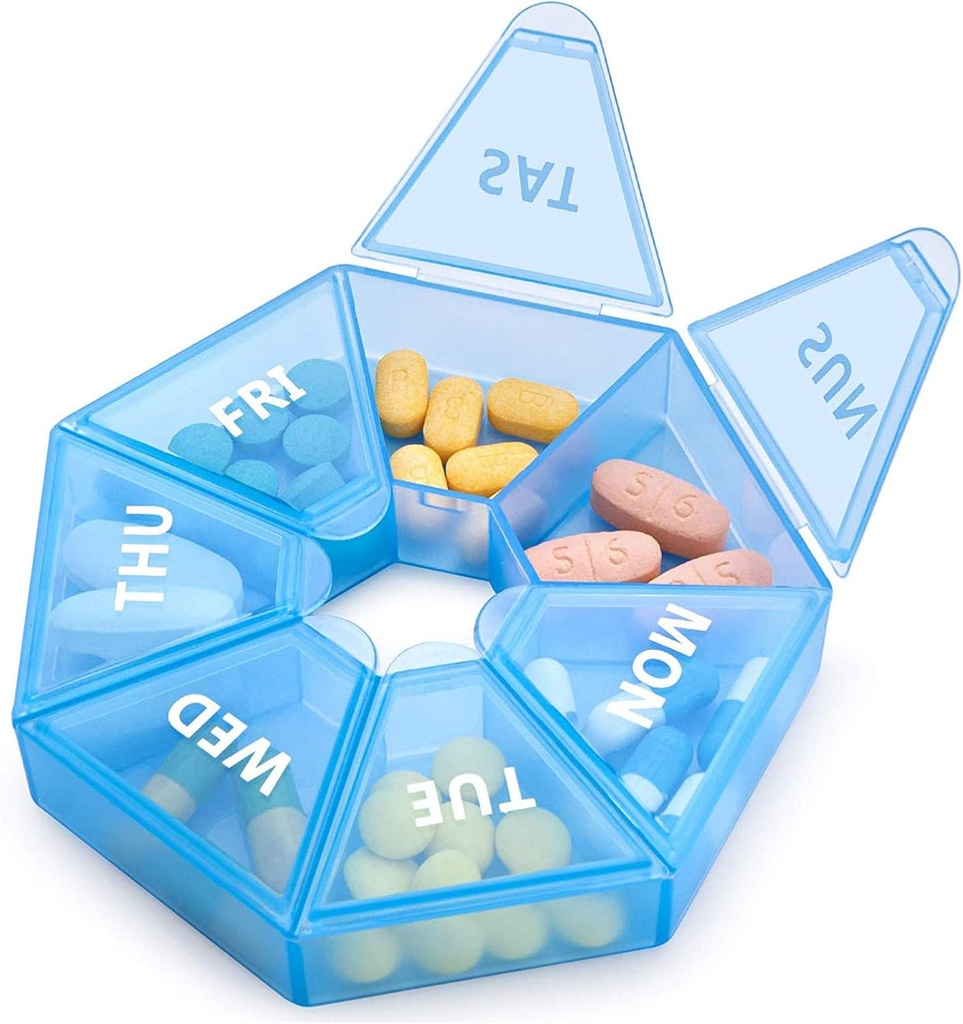 Organisateur hebdomadaire Grande boîte à pilules de 7 jours Organisateur Daily Medicine Case for Vitamine Fish Oil Pills Suppléments Arthrite Friendly