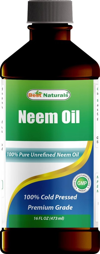 Best Naturals 100% Pure Neem Oil, 100% Cold Pressed e Unrefined - 16 OZ (1 Bottiglia)