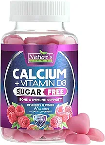 Gommies de supplément de calcium - Gommy de calcium sans sucre avec 400 UI de vitamine D3 pour la meilleure absorption - soutient la santé immunitaire, les os et les dents - Amandes de calcium de la nature pour les femmes et les hommes - 120 Gommies