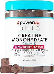 Creatina Monoidrato Gummies per uomini e donne, 100% Creatina Mista Berry Gummies, 5g per Serving + Vegan, Zucchero Libero + Forza, Energia, Muscolo & Booty Gain - 120 Conte