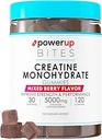 Gommies monohydratées de créatine pour les hommes et les femmes, 100% Gommies mixtes de baies de créatine, 5g par service + végétalien, sans sucre + force, énergie, muscles et gain de bottes - 120 comte