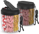 Pill Dispenser mit 7 großen Komponenten, Pill Bottle Organizer für Reisen, Ergänzung Organizer mit Anti-Mixing Design, BPA-freie Pille Container mit 20 Stück Etiketten, Schwarz 2 Stück