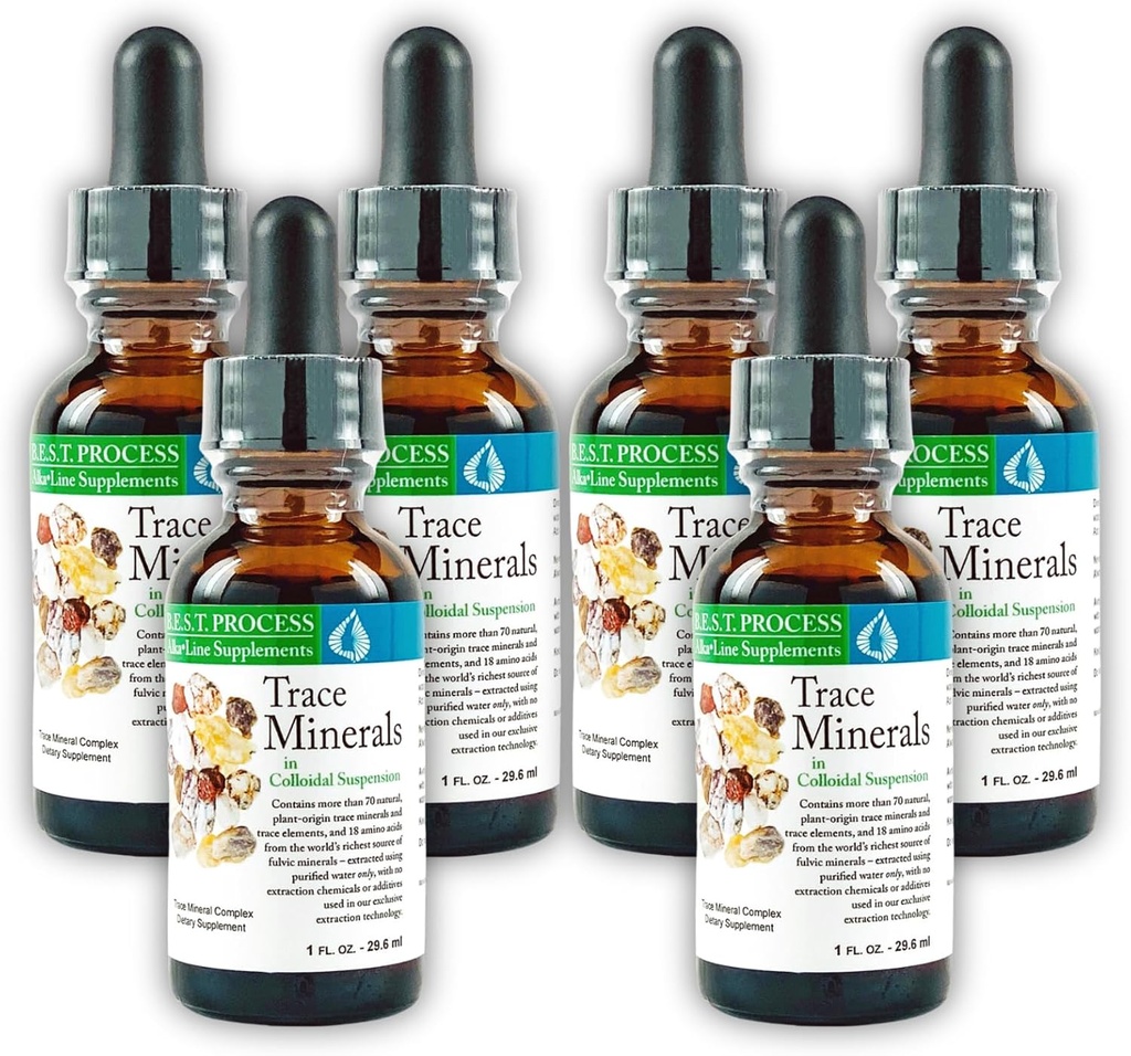 Morter Trace Minerals in Colloïdal Suspension (6 Pack) Morter HealthSystem Best Process Alkaline — Nutrient Dense Trace Elements, Fulvic Minerals & Amino Acides