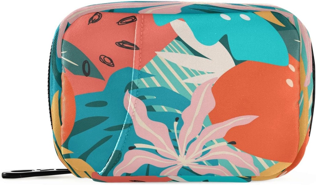Naanle Cartoon Hawaii Floral Pill Box 7 giorno Pill Case Bag organizzatore di viaggio Pill Bag con Zipper Portable Weekly Case Dimensioni compatte per il supporto supplemento di vitamina