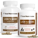 Real Mushrooms Lions Mane for Humans (120ct) e Animali (120ct) - Bundle for Cognition & Immunity - Vegan, Non OGM, Gluten-Free, Grain-Free Mushroom Extract Supplements