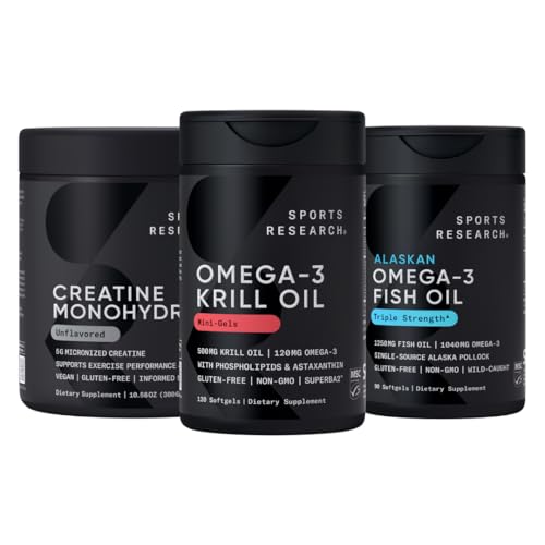 Sportforschung Creatine Monohydrate Enhanced by The Omega Power House Antarktis Krill & Fish Oil mit Triple Strength EPA DHA und Phospholipiden, Choline & Astaxanthin - Fit for Champions