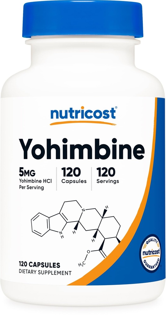 Nutricost Yohimbine HCl 5mg, 120 Capsules - Sans gluten et sans OGM