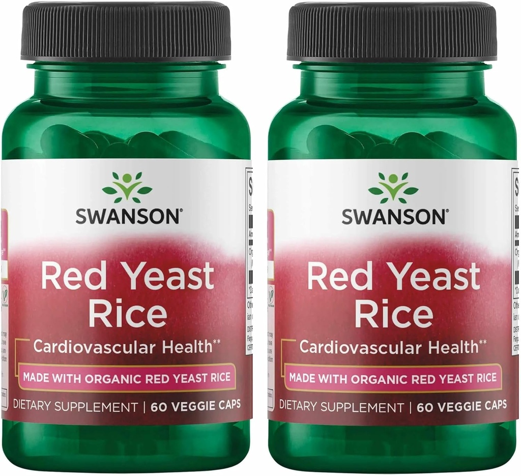 Swanson fatto con organico tradizionale rosso lievito di riso 600 milligrammi 60 capsule di veg (2 pacchetto)