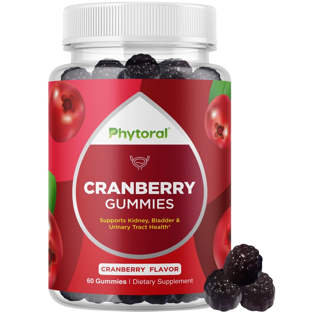 Gummie di mirtilli di mirtillo di Phytoral per le donne - Delicious Potent Supplement and Men Bladder Kidney Urinary Tract Health Support Daily Vitamins (30 Servings)