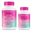 Pink Stork Multivitamine postnatale + Probiotiques avec DHA végétalien, Ashwagandha, Fer, Folate, B12 - soutient l'équilibre hormonal, la récupération postpartum, la santé Gut, et la digestion - Pack de 2