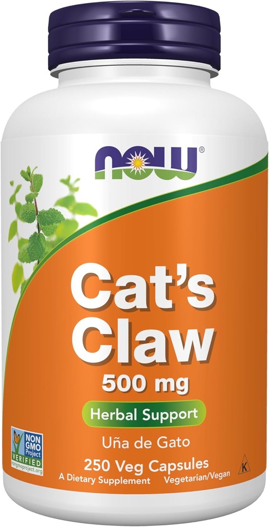 NOW Supplementi, Cat's Claw 500 mg, Progetto non OGM verificato, Supplemento di erbe, 250 conteggio (pacchetto di 1)
