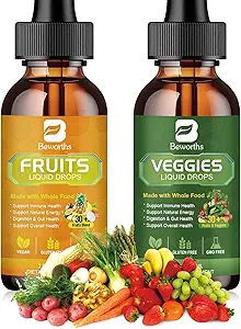 Fruits and Veggies Supplement - Balance of Natural Fruit and Vegetable Vitamins Supplements Liquid Drops, Whole Nature Super-Food Filled with Vitamins and Minerals - Supports Energy Levels