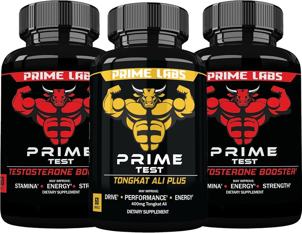 Prime Labs Prime Test Testosteron Booster (60 ct, 2-Pack) + Tongkat Ali Plus (60 ct)