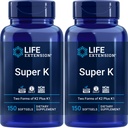 Life Extension Super K, 150 Softgels (Pack von 2) mit Vitaminen K und K2