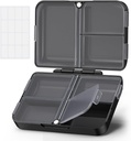 AUVON Daily Pill Organizer Fit with Your Purse or Pocket, Compact Travel Pill Box Case with Slim pliing Design and Long-lasting Hinges to Hold Vitamine, Fish Oil, Supplement or Bijoux(Black)
