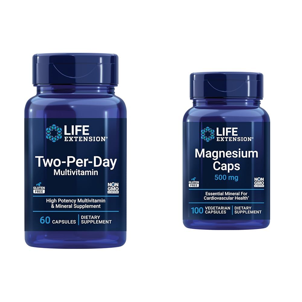 Prolongation de vie multivitamine de deux par jour avec vitamines C&D et capsules de magnésium 500mg pour le coeur, le cerveau, les os, la santé cellulaire