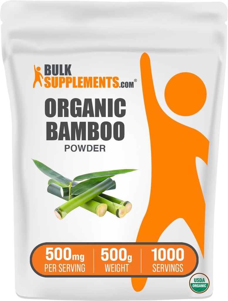 BulkSupplements.com Organic Bamboo Powder - Silica Supplements, Bamboo Supplement - Glutenfrei, 500mg pro Servierung, 500g (1.1 lbs) (Pack von 1)