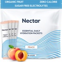 Imballaggio di idratazione di Nectar - Imballaggio di polvere di elettroliti - Zucchero gratuito & 0 Calorie - Polvere di elettroliti del liquido di frutta organica giornaliera IV per la disidratazione del sollievo & la reidrazione rapida (pacchetto di pesca 30)