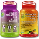 SUPPLEMENTS STUDIO Quercetin mit Bromelain, Vitamin C & Zink + Pflanzenbasiertes Calcium, Magnesium, D3, K2 & Turmeric – 100% Vegan Supplement Bundle für Immun- und Knochenunterstützung