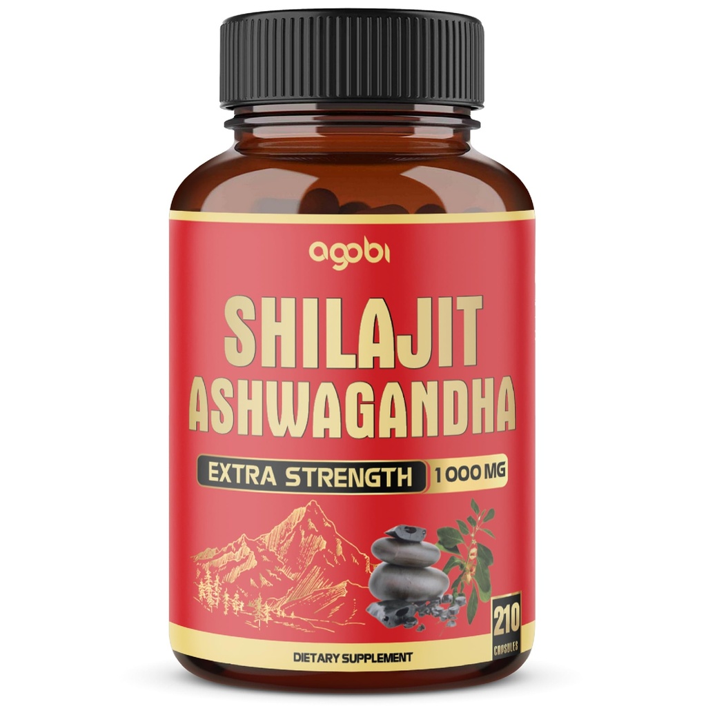 fabi 210 Capsule - 600mg Shilajit Supplemento con 400mg Organic Ashwagandha Root - Shilajit Pure Himalayan Organic for Energy Production, Immune System Brain Health, Focus & Concentration