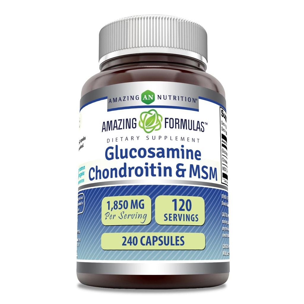 Formules étonnantes Glucosamine Chondroitin & MSM Supplement... 1850 Mg par portion... 240 capsules...