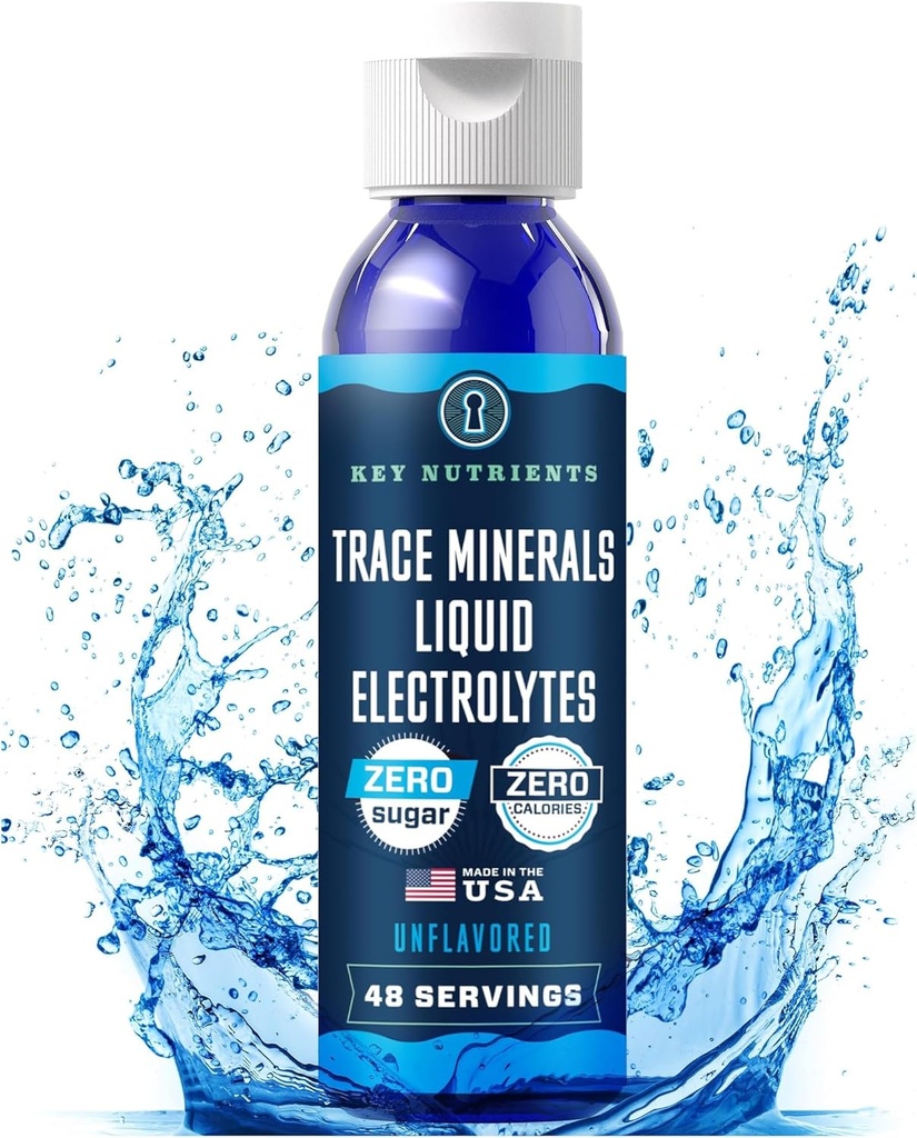 KEY NUTRIENTS Trace Minerals Flüssige Elektrolyte für Hydration Recovery 4oz - Elektrolyttropfen, Elektrolytwasser, Keto Elektrolyte - Mineraltropfen für Trinkwasser