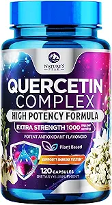 Quercetin Supplement 1000mg - Natürliche, pflanzenbasierte Unterstützung für Immun-, Zell-, Respirator- und Saisonveränderungen - Extra Strength Quercetin Dihydrate von Sophora Japonica - 120 Veggie Kapseln