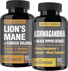 NooMost Lions Mane e Ashwagandha con Gingko Biloba e pepe nero