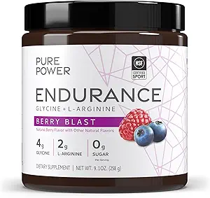 Pure Power Endurance Powder, Berry Blast Flavor, 9.1 oz (258 g), 30 Serve, 4 g di glicina, 2 g di L-Arginina, 0 g di zucchero, non OGM, NSF Certificato per lo sport, Dr. Mercola