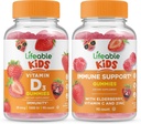 Vitamine D Lifeable Kids + Immune Support Kids, Gommies Bundle - Grande dégustation, supplément de vitamine, sans gluten, sans OGM, gommy à croquer
