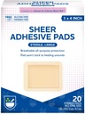 Rite Aid Sheer Adhesive Bandages mit sterilem Non Stick Pad, 3" x 4" - 20 Count | Wound Care/First Aid Supplies | Bandage Wrap | Medical Tape für Hautbänder