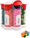 Extra Large Pill Organizer Daily, Weekly, Monthly Supplement Bouteille, Distributeur de pilules Mignon Blossom avec 7 XL Compartiments, Boîte à pilules facile à ouvrir pour les vitamines, Médicaments, Etiquettes inclus (Rouge)