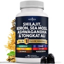NUOVO AGE Shilajit Supplemento con Sea Moss, Ashwagandha, Tongkat Ali, Boron, Magnesio - Capsule di acido Fulvic per gli uomini - 90 Conte