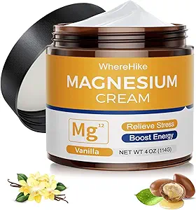 Natürliche topische Magnesiumcreme für Schlaf,Nighttime Magnesium Lotion für Schmerzen und Leg Cramps,Muscle Relaxation,Calm,Deep Hydration für Hautpflege.(Vanilla)