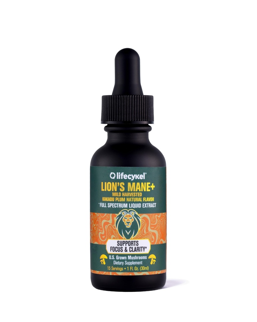 Life Cykel - Estratto di funghi di Lion's Mane con Kakadu Plum - Brain Booster Nootropic per la memoria, Focus & REM Sleep - Non-GMO, Organic Mushroom Tincture - 1 Fl Oz (15 Servings)