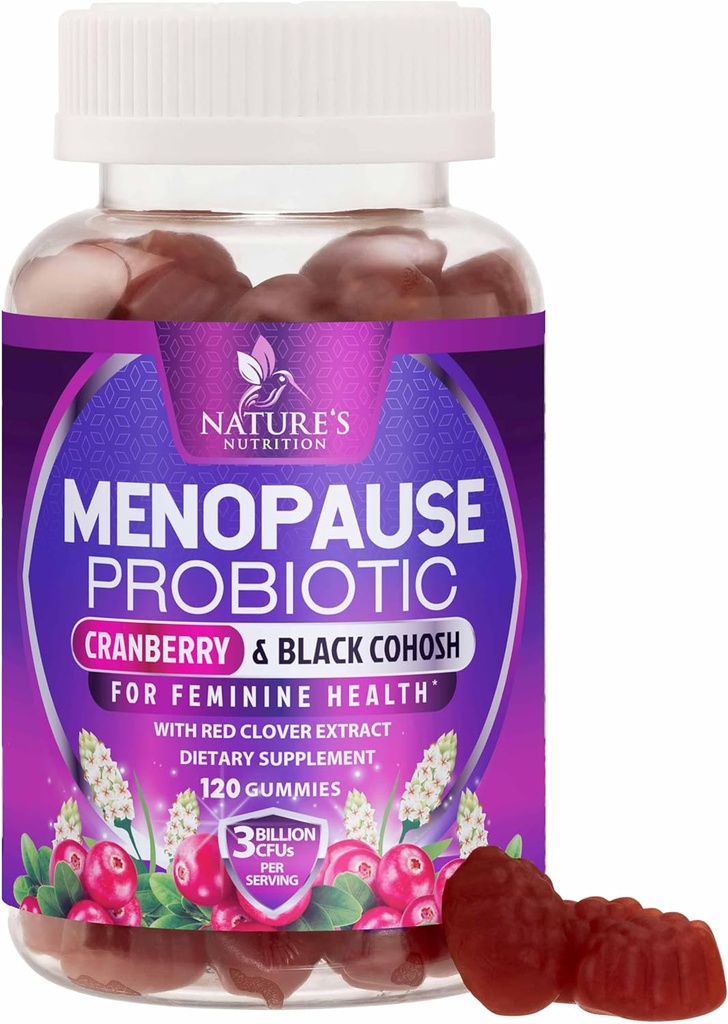 Suppléments à la ménopause pour les femmes - Relief naturel à la ménopause de 3 milliards de FCU pour les éclairs chauds et les sueurs nocturnes, PH, probiotiques de soutien à la santé vaginale pour les femmes Gummy, supplément probiotique - 120 Gummies