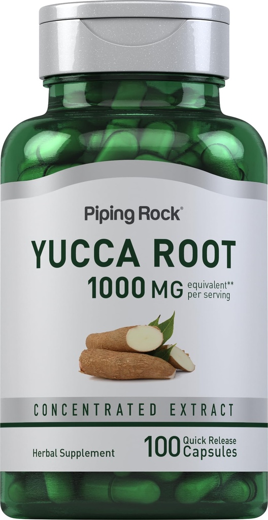Piping Rock Yucca Root Capsule 1000mg | 100 Count | Estratto concentrato | Supplemento erbe | Non OGM, Gluten Free