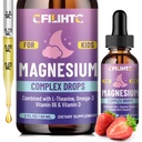 Liquido per bambini Magnesio Gocce-Magnesio Liquido Glycinate per bambini Supplement-w/L-teanina, Omega-3, Vitamina B6, D3 - per il sonno, Rilassamento, Cervello, Bones - 2 Fl Oz Calma per bambini, Aroma di fragola