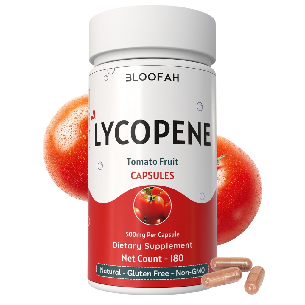 Tomatenpulver Kapseln 500mg - 180 Graf (Lycopen) Natürliche Carotinoide Ergänzung für Gesundheit und Wellness Unterstützung | Glutenfrei & Non-GMO, Pflanzenbasiert
