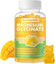 90 CT Magnesium Glycinat Gummie 1000mg - Zuckerfreie Magnesium Kalium-Ergänzung mit Vitamin D, B6, CoQ10 für ruhige Stimmung & Schlaf-Unterstützung - 90 Mango Ananasgummis