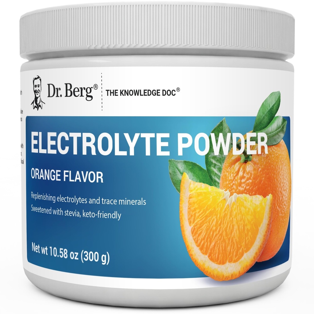 Dr. Berg Zero Sugar Hydration Keto Elektrolyt Pulver - Verbessert w/ 1000 mg Kalium & Real Pink Himalaya Salz (NOT Tisch Salz) - Orange Flavor Hydration Getränke Mix Supplement - 50 Portionen