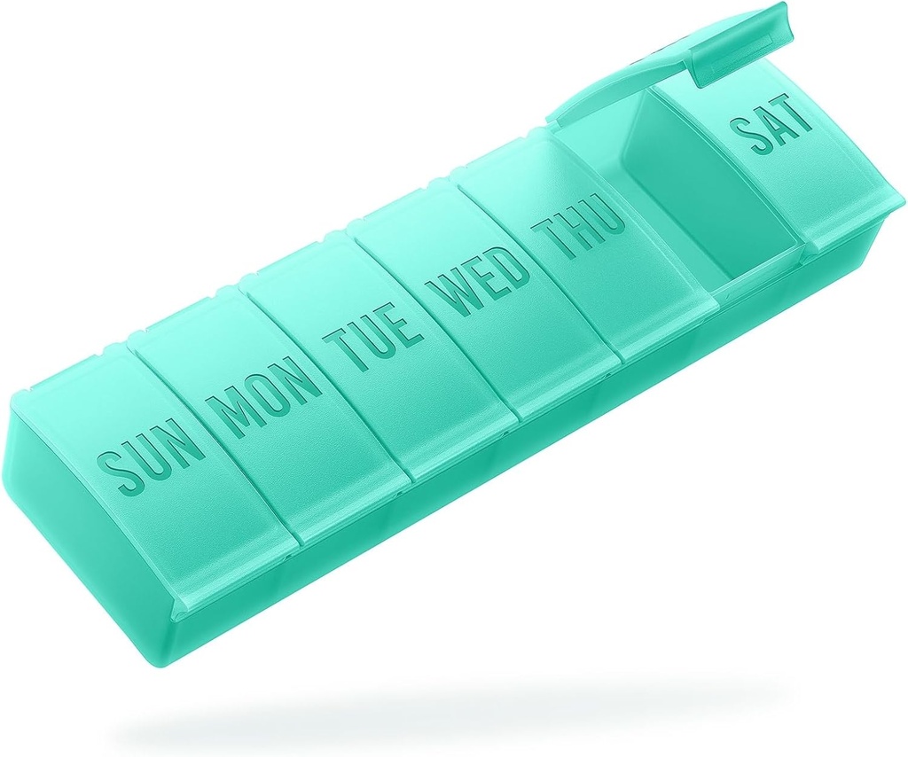 Barhon Pill Organizer Large, Weekly Medicine Pill Organizers, 7 jours Pills Box Case Voyage pour gros suppléments de vitamines Huile de poisson, vert